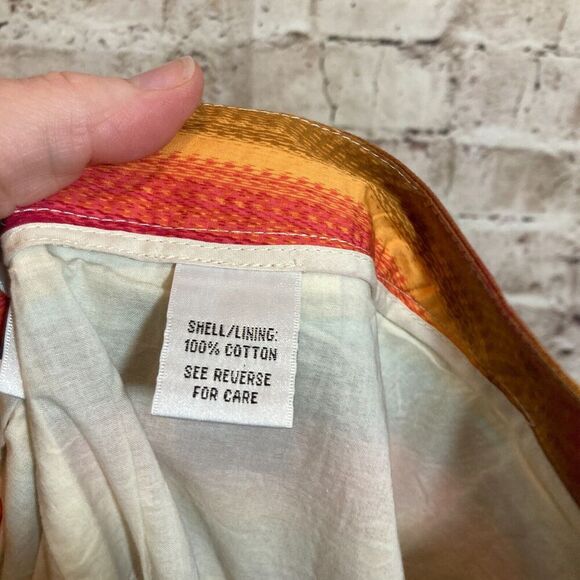 Talbots Skirt Womens 18 Rust Orange Striped Flared Pleat Front Cotton Plus Zip - Picture 3 of 13